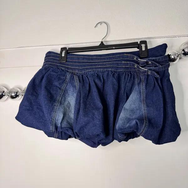 Edikted Double Belted Denim Bubble Skort NEW - Image 4