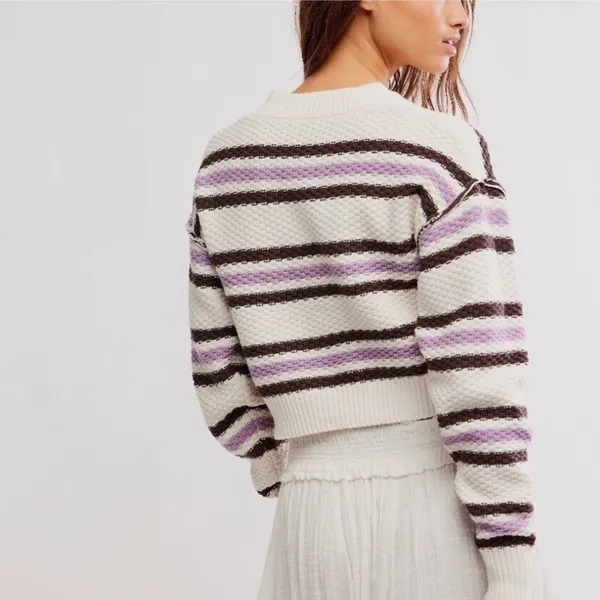 NWT Free‎ People | FP Lila Stripe Cardi / Ivory Combo Sz Small - Image 4