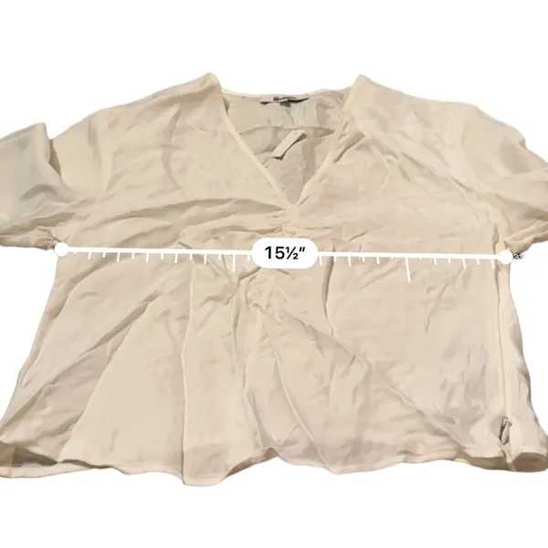 Madewell Brushed Ruched-Front Long Sleeve V Neck Top in Lighthouse Sz 0‎ NEW - Image 12