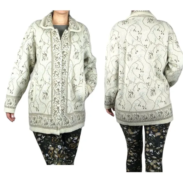 Vintage Cardigan Indutexsa Floral Knit Coastal Grandma Sweater - Image 2