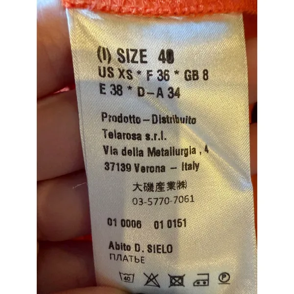 Tela Dress Women XS Orange Cotton Poplin Ruffle V-Neck Cap‎ Sleeve Shift Mini - Image 10