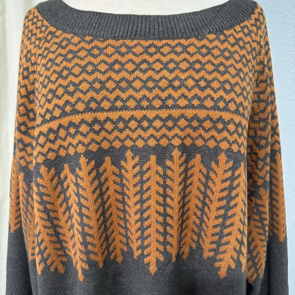 BloomChic Gray Patterned Crewneck Pullover Relaxed Fit‎ Women Sweater Size 18-20 - Image 2