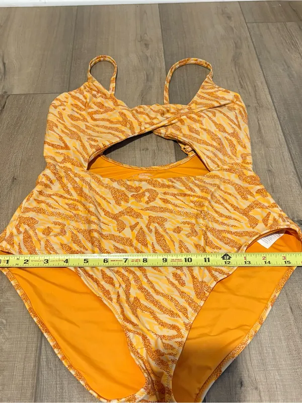 Aerie tiger cheetah print‎ cutout one piece swimsuit orange size large - Image 10