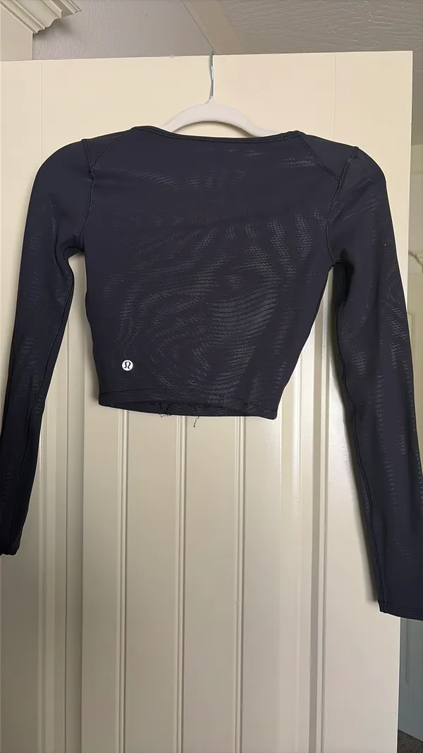 Lululemon Black Cropped Lulu Shirt - Image 2