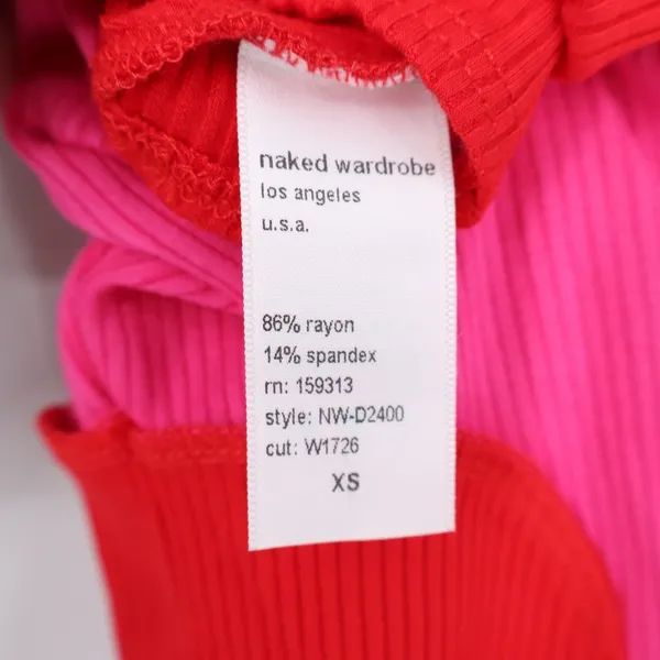 Naked Wardrobe Pink Red Colorblock Ribbed Racerback Midi Dress XS - Image 5