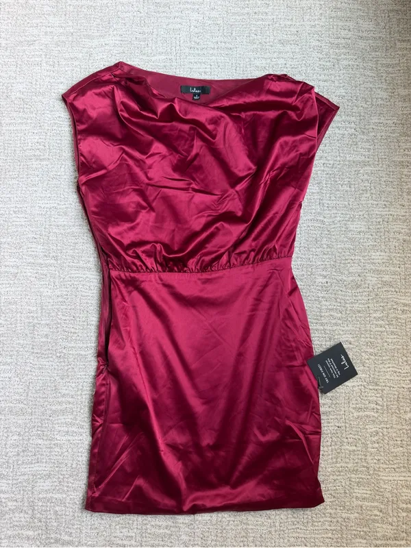 Lulu's Red Satin Cowl-Neck Mini Dress - Image 2