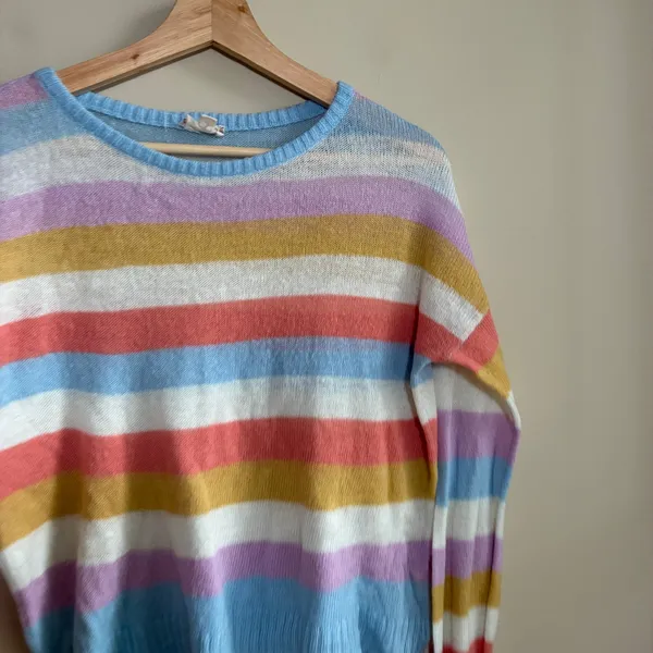 Anthropologie hem & thread colorful striped sweater women's size small pullover - Image 2
