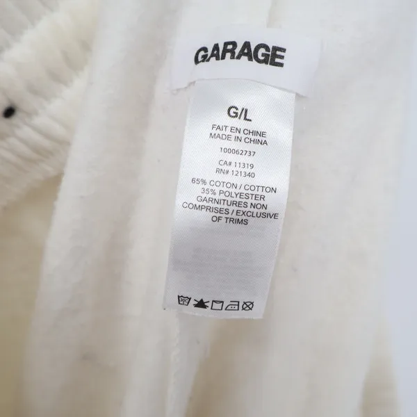 Garage Women Cream Off-White Fleece Relaxed Jogger Sweatpants Size Large - Image 2