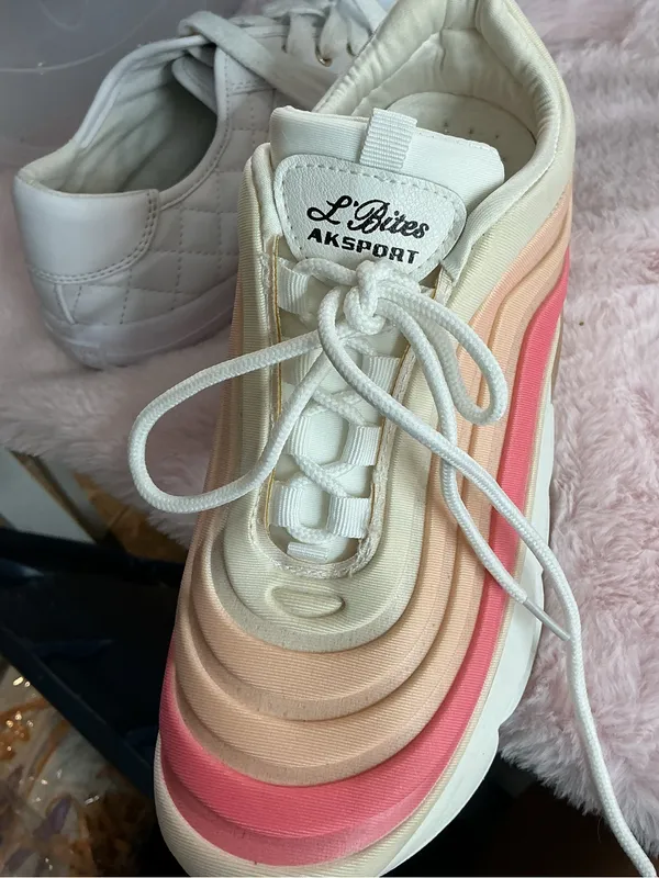 Women’s Pink & Cream Gradient Lace-Up Sneakers B20 - Image 8