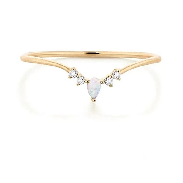 NEW Beautiful Chevron Opal Ring,‎ Pretty Pearl Ring, Size 6 - Image 2