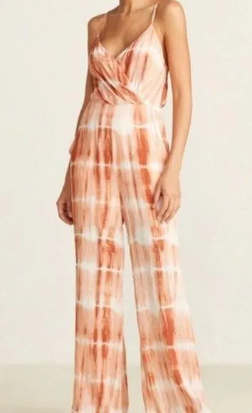 Lush Tie Dye Jumpsuit in size Large super lightweight wide leg orange an… - Image 2