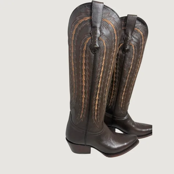 Rio‎ Grande Katya Greco Maple Brown Leather Embroidered Cowboy Boots Women 6 EE - Image 2