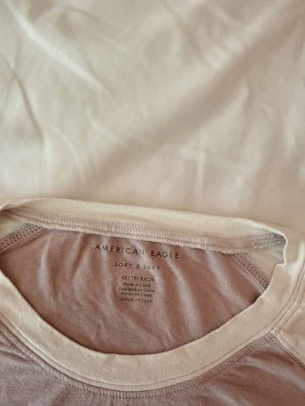 American Eagle Soft & Sexy Light Purple Baseball Tee Size XS - Image 3