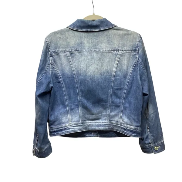 White House Black Market Cropped denim jacket Size Small - Image 2