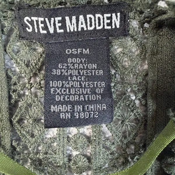 Steve Madden Women's OSFM Olive Green Kimono Cardigan Wrap Lace Trim Open - Image 4