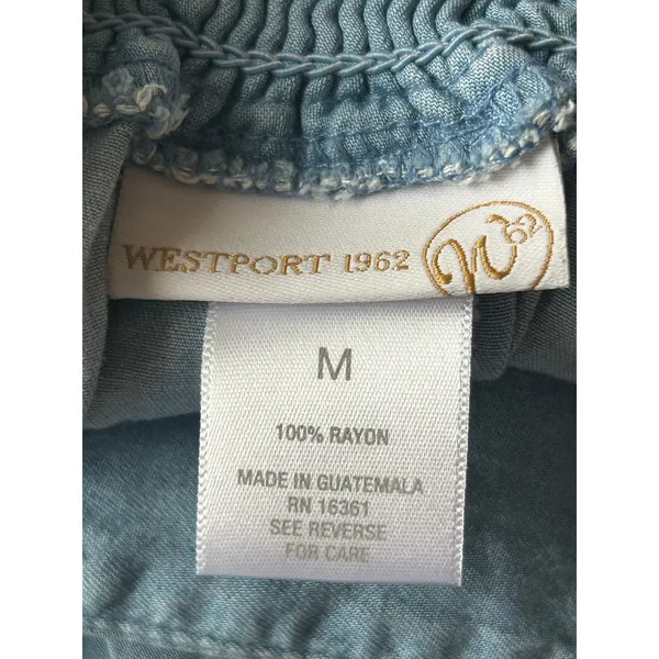 Westport 1962 blue chambray high low hem skirt Medium classic - Image 4