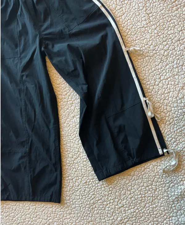 Adorable Black Track Pants with White Side Ties - Image 2
