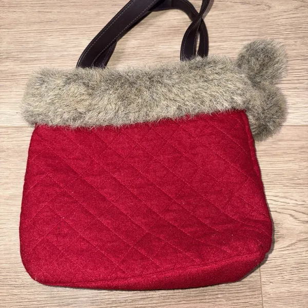 Bath And Body Works Bag Purse Red Bag With Faux Fur Y2K - Image 8
