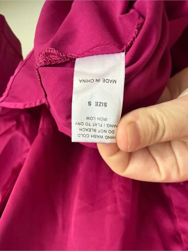 12th Tribe Fuchsia Satin Oversized Longline Button Down Shirt Blouse Small - Image 8