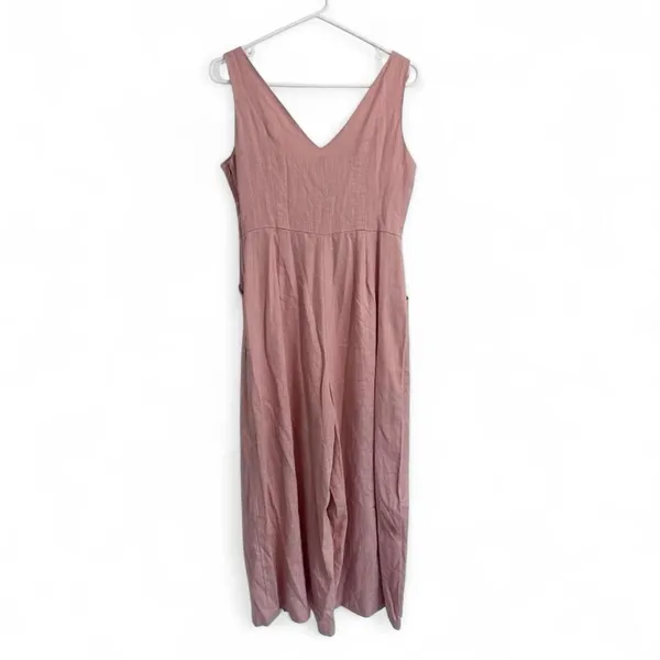 Princess Polly‎ Pink Wide Leg Sleeveless Jumpsuit Cotton Size US 4 V-Neck - Image 2
