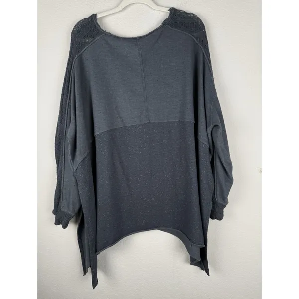 Free People My Girl Oversized Knit Tunic Top‎ Distressed Bohemian Blue Women's S - Image 7