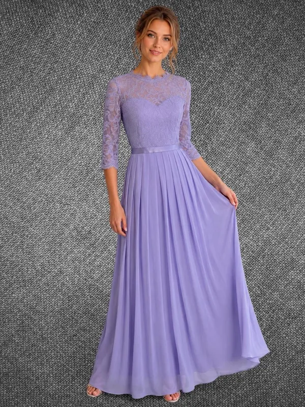 Miusol Lavender Lace Chiffon A-Line Formal Maxi Dress Size 9 - Image 2