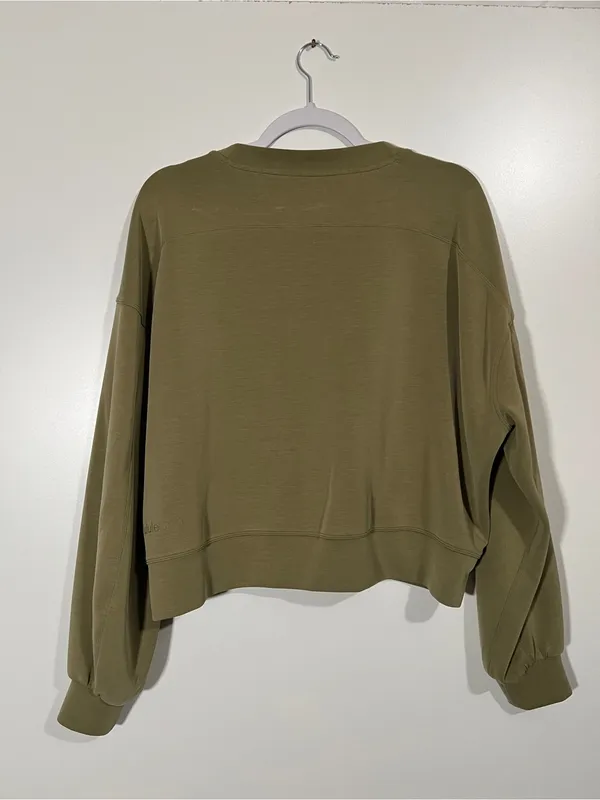 Lululemon Softstreme Perfectly Oversized Crop Crewneck Sweatshirt Bronze Green - Image 4