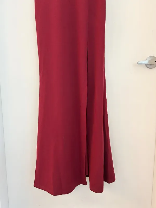 Lulus Eloquent Ease Burgundy Sleeveless Mermaid Maxi Dress Prom Party Size M - Image 4
