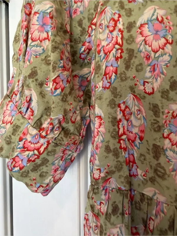 Natural Life Long Maxi Floral Cottage Core Dress XS Prairie Feminine Short Sleev - Image 6
