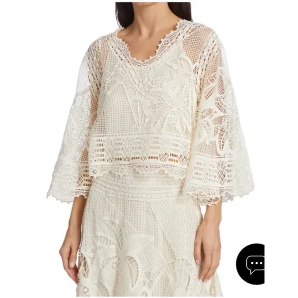 Farm‎ Rio Guipire Lace Blouse Off White Size XS NWT - Image 5