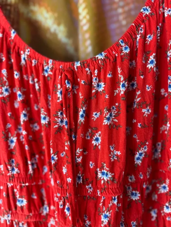 Red Floral Mini Dress ❤️ Size L - Image 4