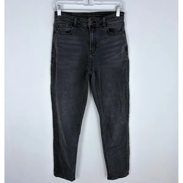 American Eagle‎ Stretch Mom Jeans Black Grunge Casual Classic Denim Size 4 - Image 2
