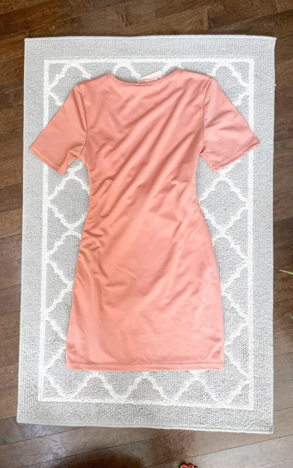 Showpo Blush Pink Front Knot Mini Dress - Image 9