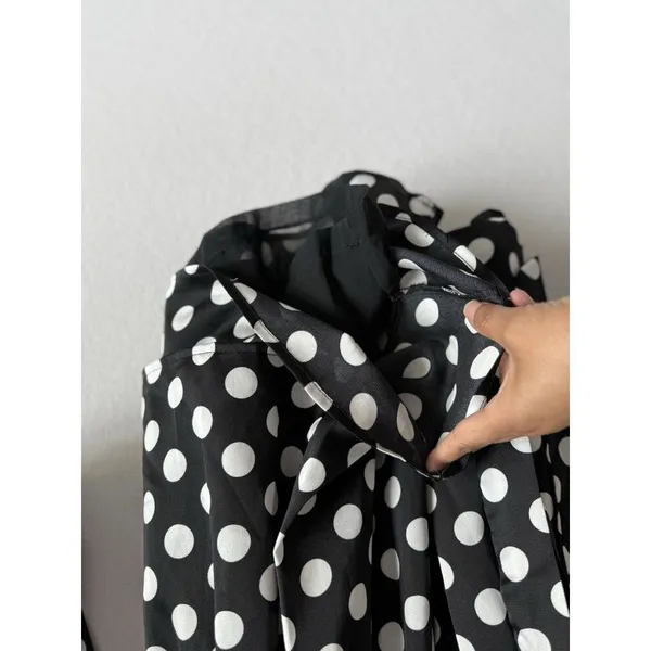 Lulus Women’s Polka Dots Satin Ruffled Romper‎ Elegant Glam Cocktail Size Small - Image 8