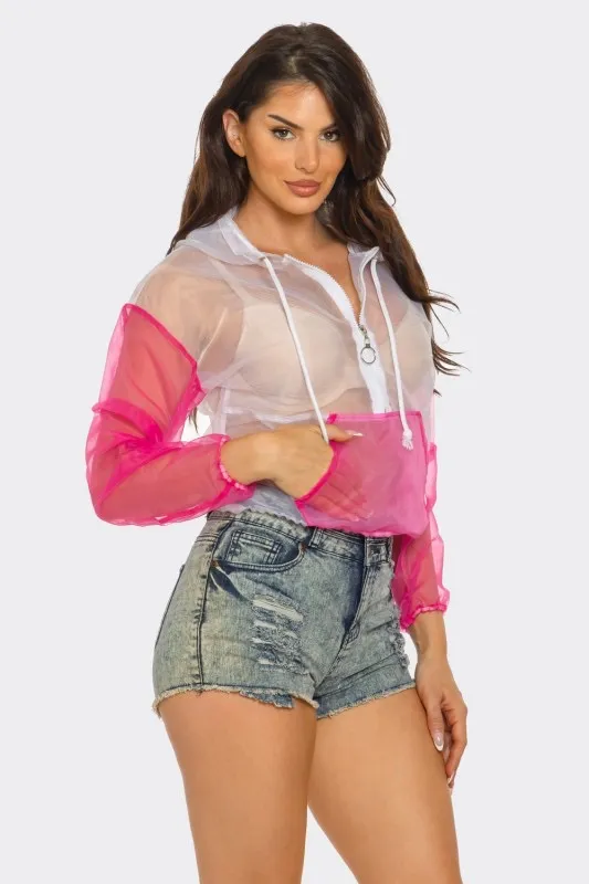 Hot Pink Mesh Windbreaker Jacket | Y2K Festival Cover Up - Image 5