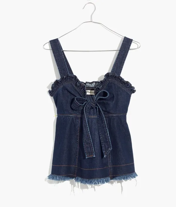 Madewell X Karen Walker Raw-Edged Denim Trianon Top Size 8 - Image 5