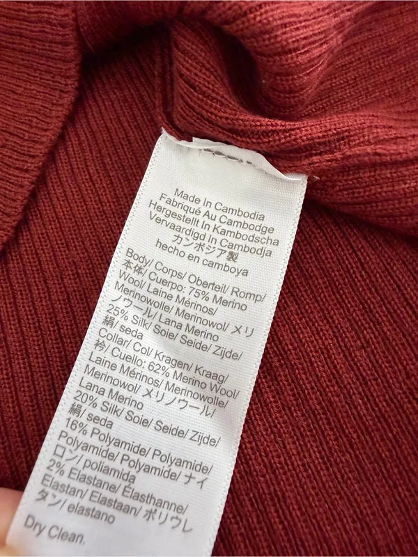 Madewell Double Layered Merino Silk Crewneck Sweater Deep Rust M NWT - Image 10
