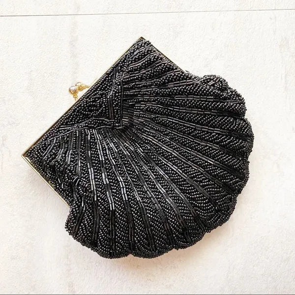 Vintage Black Beaded Evening Bag - Image 8