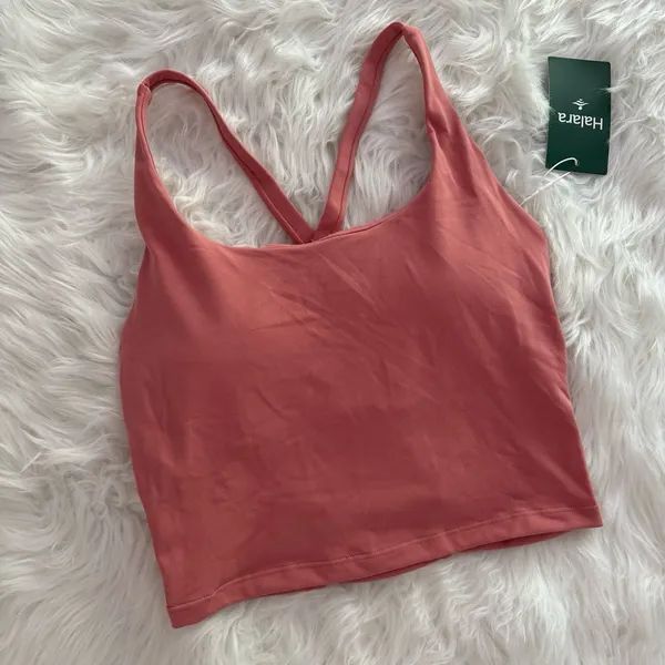 Halara Crisscross Backless Built In Bra Tank Top Blooming Dahlia Size Medium - Image 5