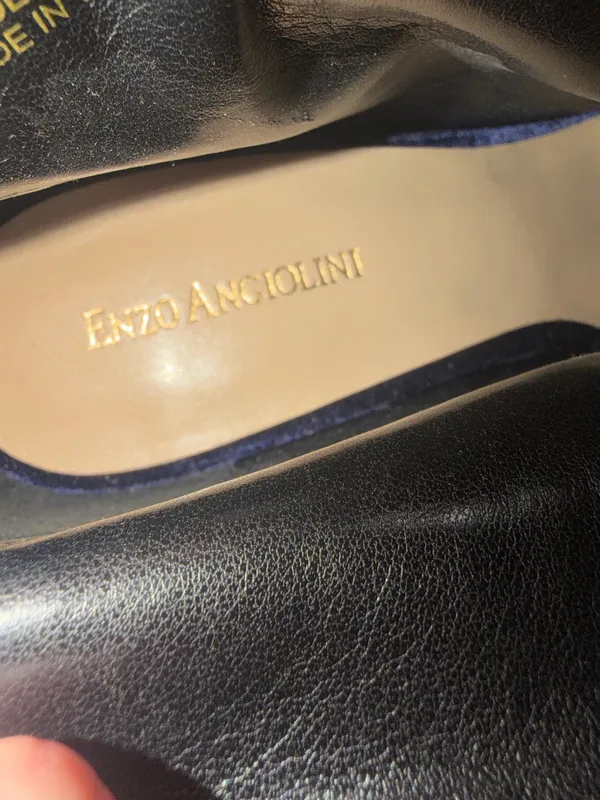 Enzo Angiolini Franses blue velvet peep toe strappy ankle booties stiletto heel size 10 - Image 6