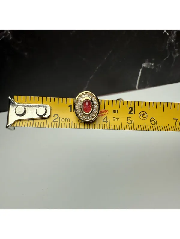 Small Christian Dior Red Glass & Rhinestone Clip-on Clip On Gold Tone Signed - Image 2