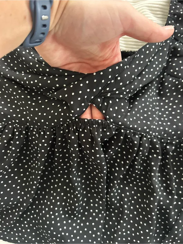 Abercrombie Black Polka Dot Long-Sleeve Peplum Top - Image 3