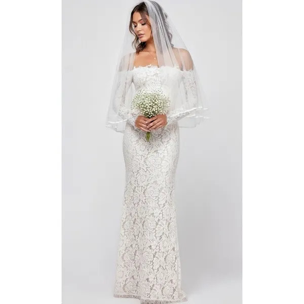 LULUS Romance Dreamer Lace Off-the-Shoulder Dress, White, Large - Image 5