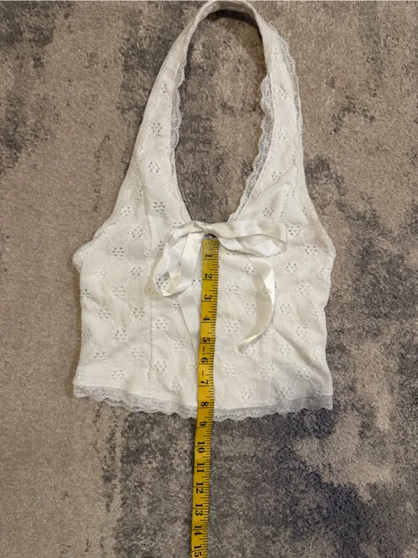 Kimchi Blue White Lace Halter Top with Ribbon - Image 3