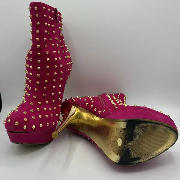 Goldfish Women Sz 9-9.5M Pink Stiletto 5" Hi‎ Heels Shoes Spike Dancer Glam Rock - Image 7