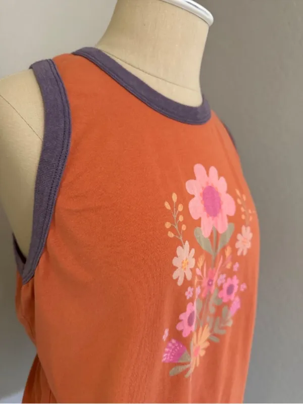Natural Life Ringer Rust Folk Floral Tank Top Size XL - Image 7