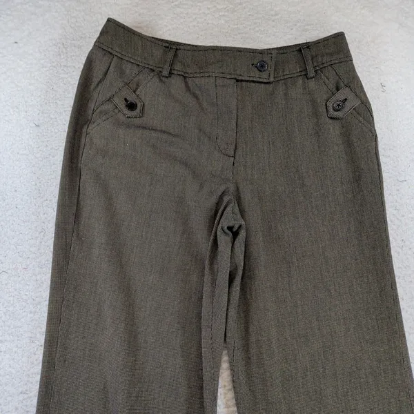 Sandro Sportswear Brown Micro Check Wide‎ Leg Trousers Size 6 Dark Academia - Image 3