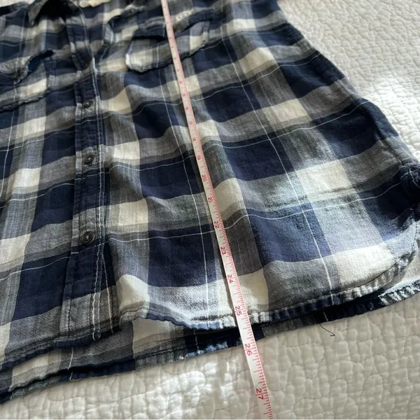 ✨ Current/Elliott Women’s‎ Blue White Plaid The Perfect Shirt Venice Plaid 1 S - Image 12