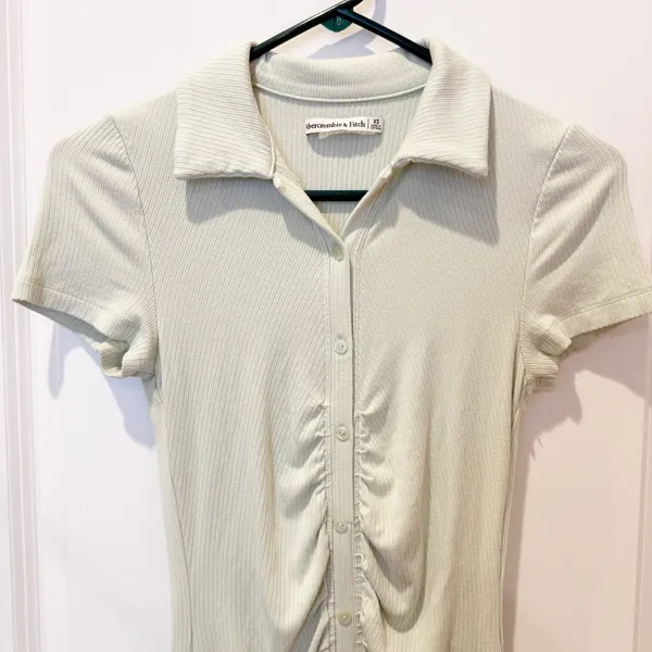 Abercrombie & Fitch Y2K‎ Ribbed Polo Mini Dress XS Button Down Green Preppy - Image 2