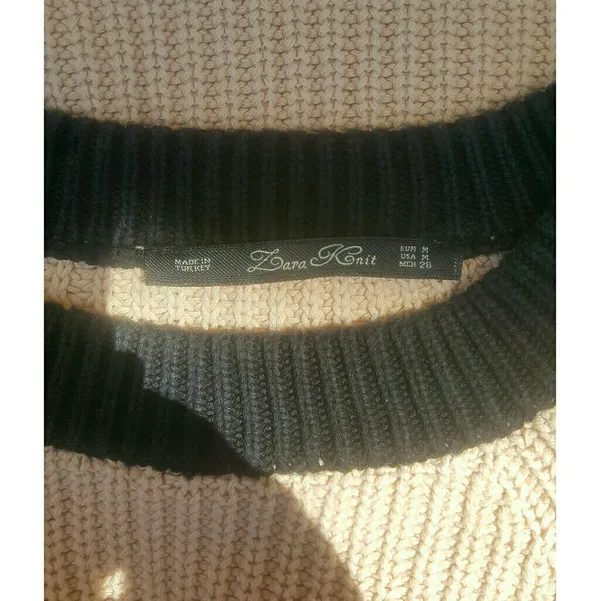 💗 Zara Knit chunky tan and black striped sweater - Image 4